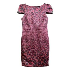 Giambattista Valli Impulse Leopard Print Metallic Shimmer Dress Pink Red Sz 0